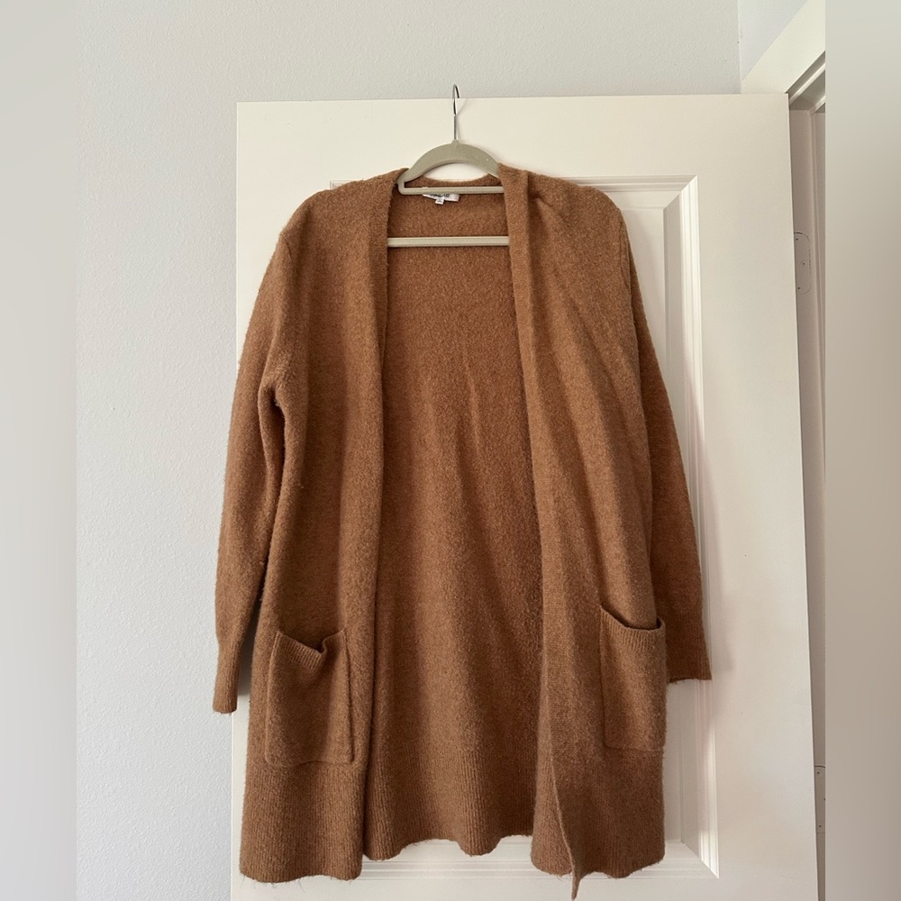 Madewell Cozy Brown Open-Front Cardigan Sweater